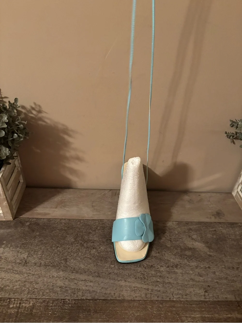 NEWPORT NEWS LACE UP  BABY BLUE FLOWER WEDGE SIZE 7.5
